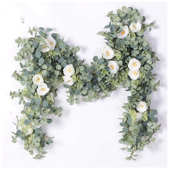 Other - Artificial Eucalyptus Garland with Champagne Roses